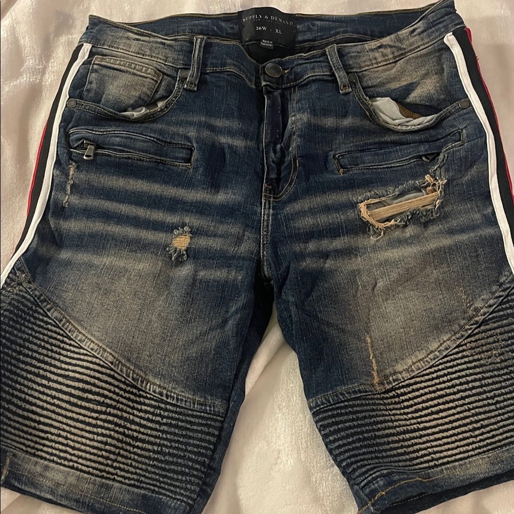 Men's Distressed Blue Jean Shorts